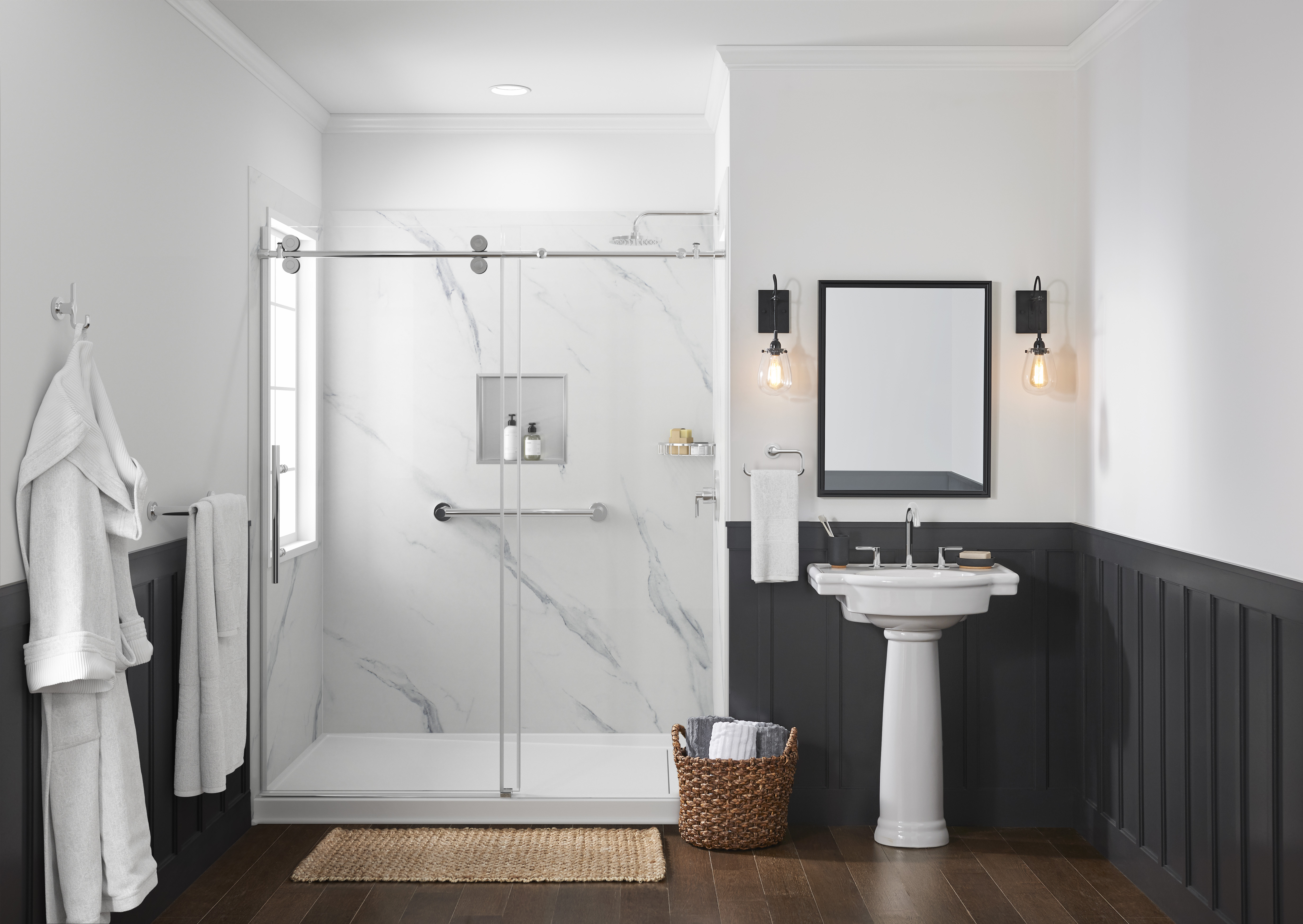 Xena minimalist stone composite shower panel
